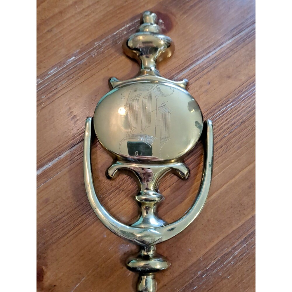 Brass Door Knocker 8 inch long Vintage Made in Korea Monogrammed